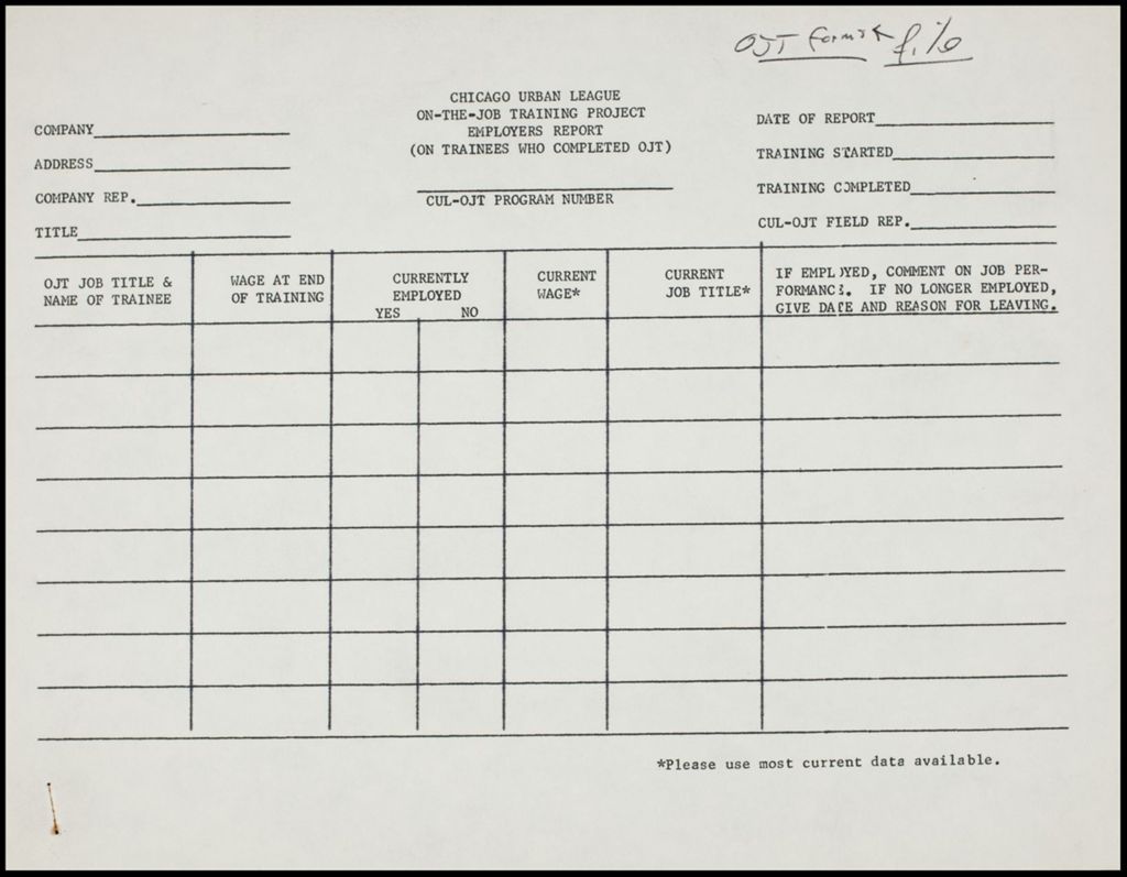 Sample Forms, 1962 (Folder II-25)