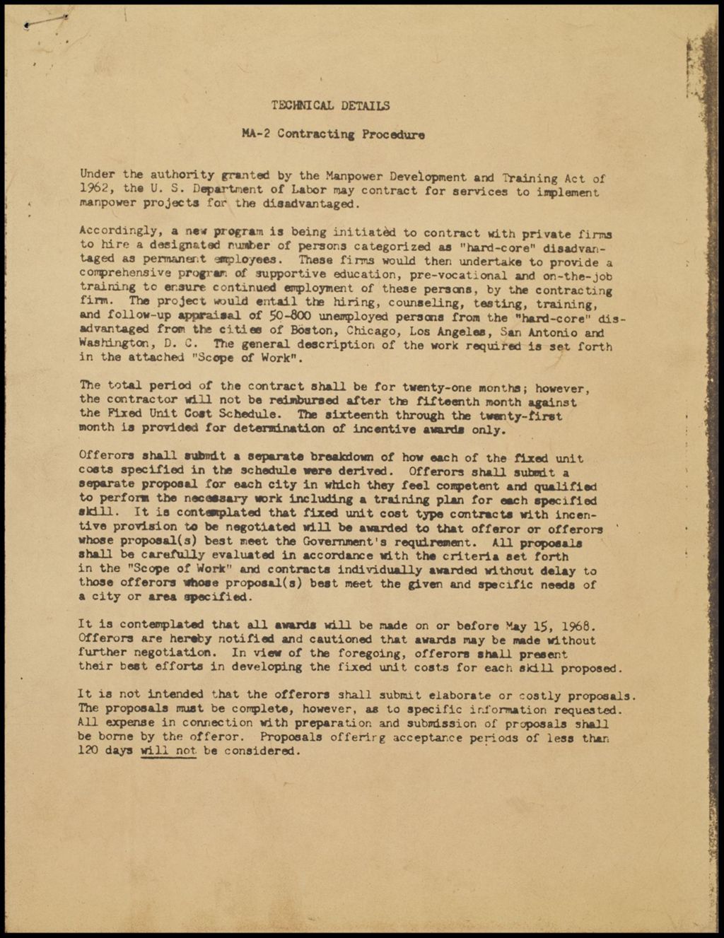 Miniature of MA-2 Contracting Procedures, 1962 (Folder II-24)