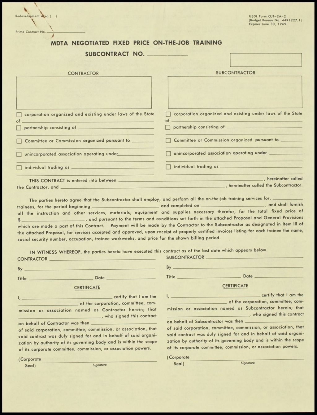 Miniature of Contracts With Subcontractors - Sample, undated (Folder II-14)