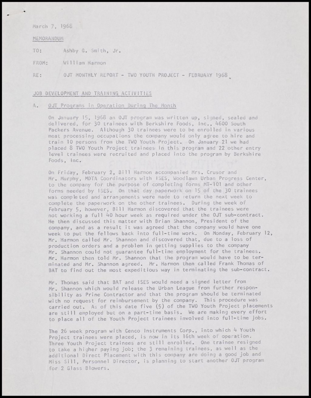TWO - Youth Project - Reports, 1967-1968 (Folder II-92)
