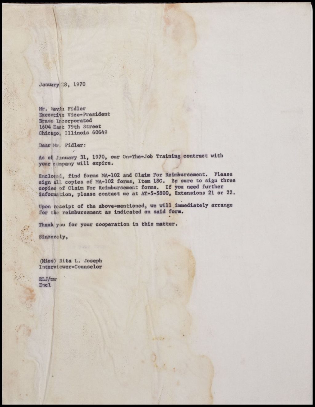 Miniature of Correspondence, 1968 (Folder II-145)