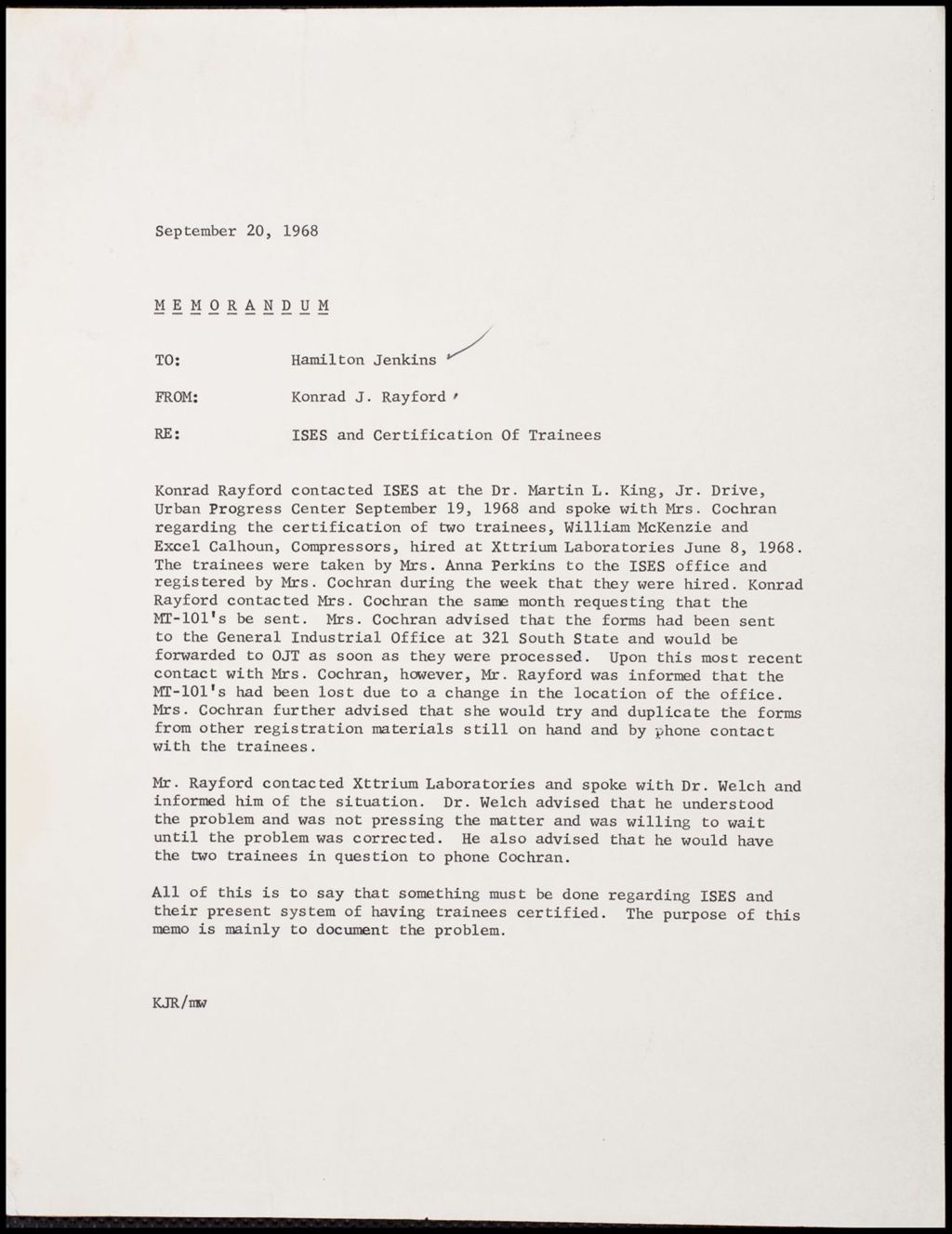 Memoranda, 1968 (Folder II-140)