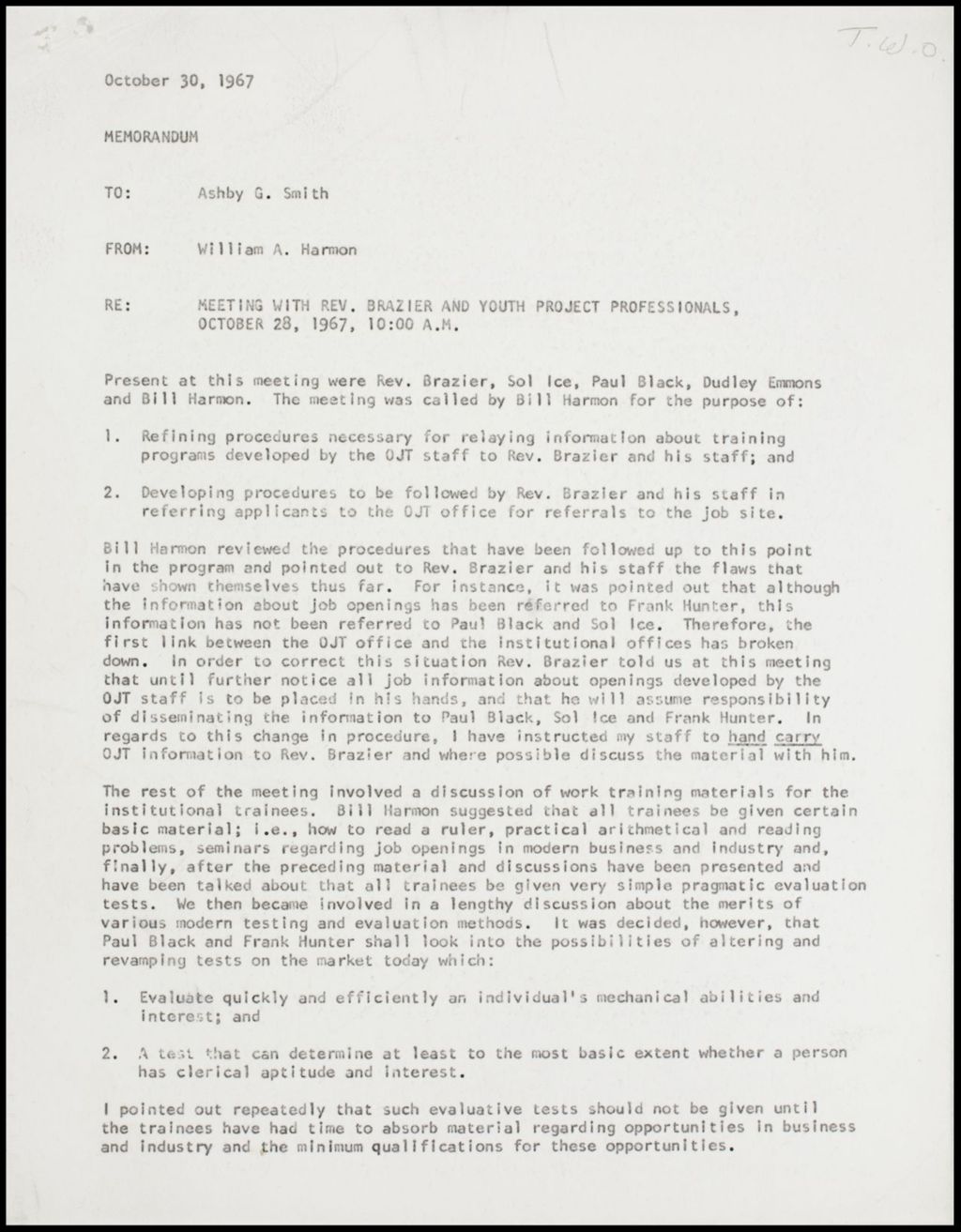 TWO - Suggestions for Procedures, 1967 (Folder II-96)