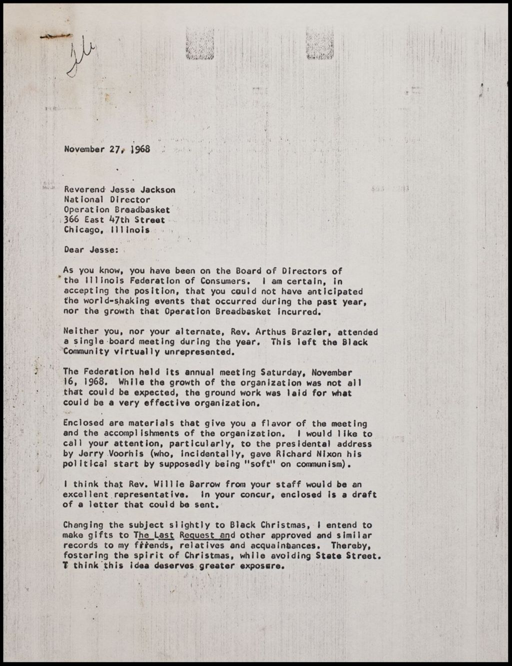 Miniature of Correspondence, 1968 (Folder II-150)