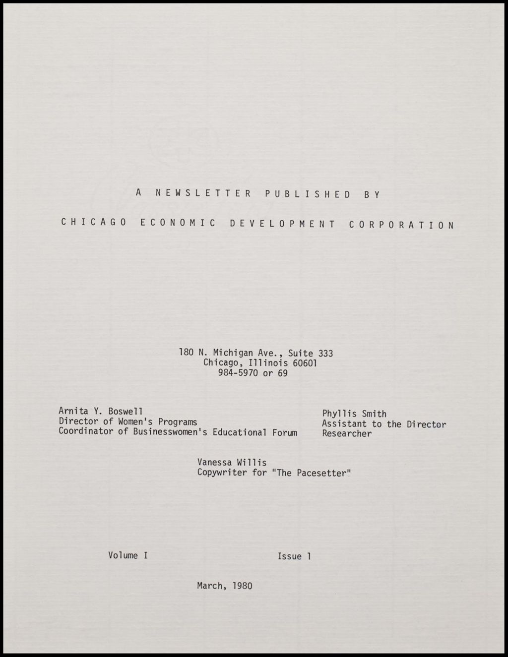 Miniature of Businesswomen - Newsletters, 1980 (Folder II-450)