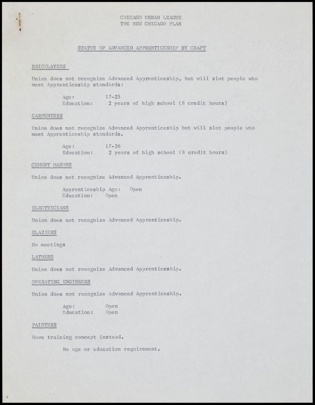 Apprenticeship, 1973 (Folder II-945)
