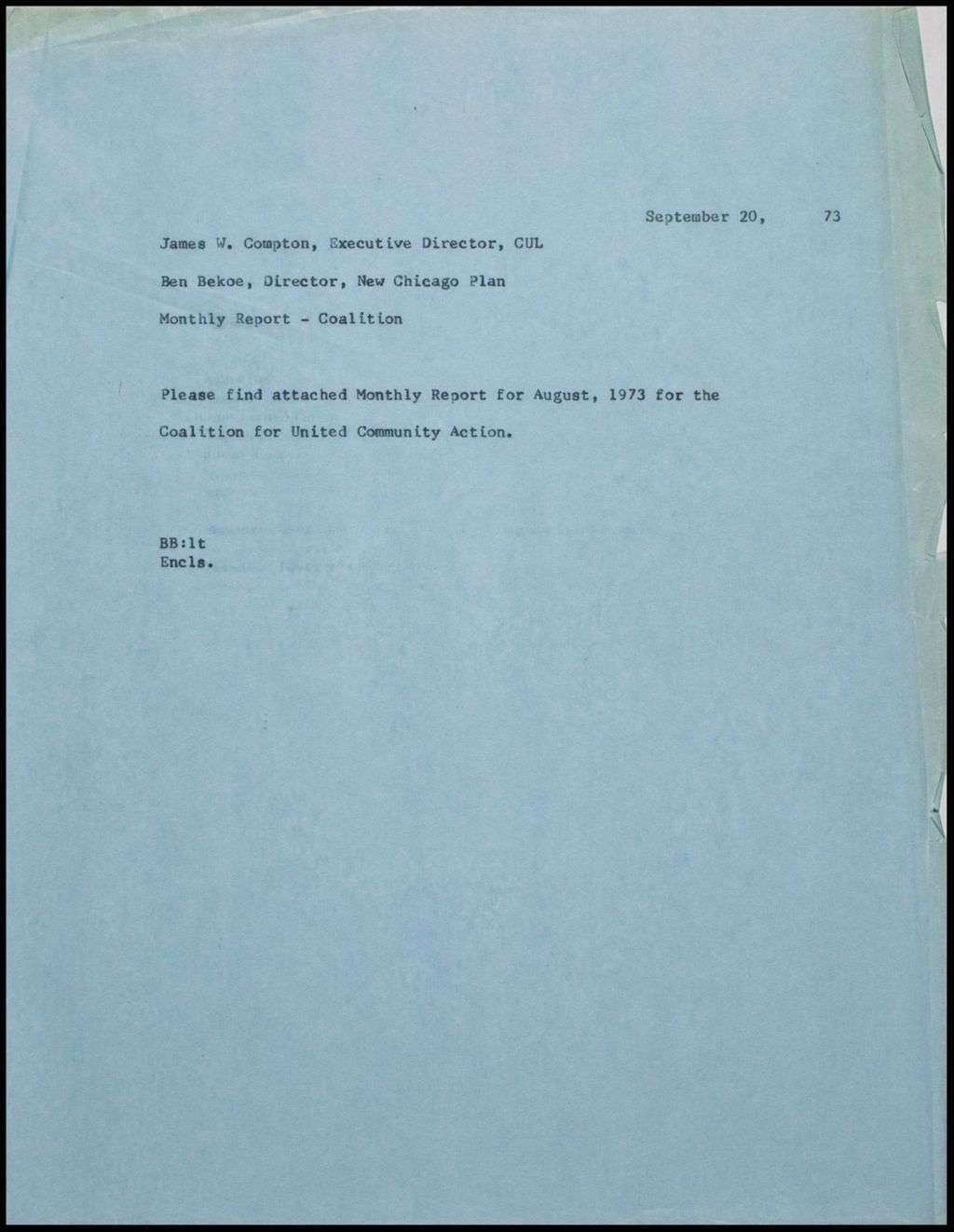 Miniature of Craft Committee Reports and Summaries, 1973 (Folder II-948)