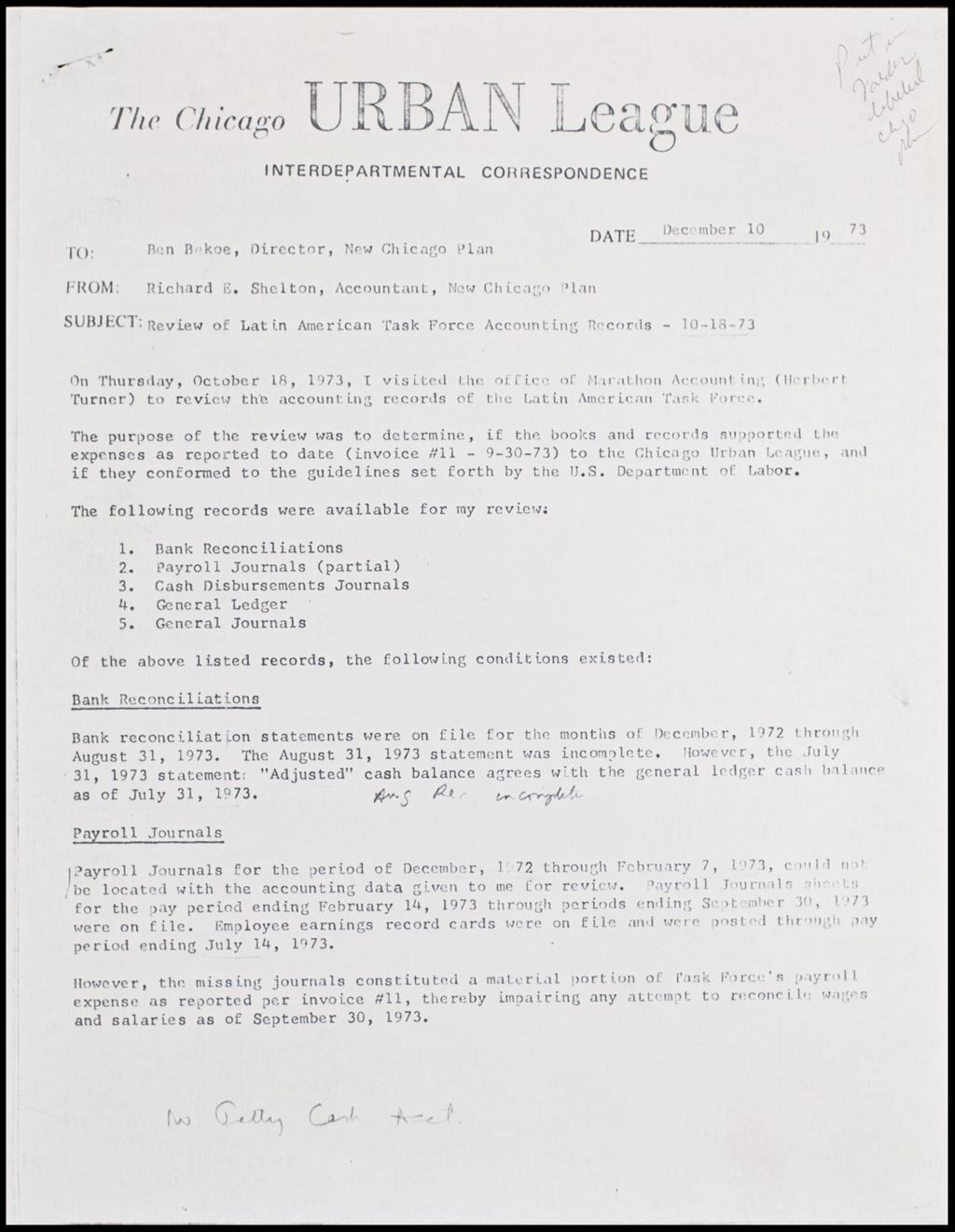 Miniature of Miscellaneous Information, 1973 (Folder II-994)
