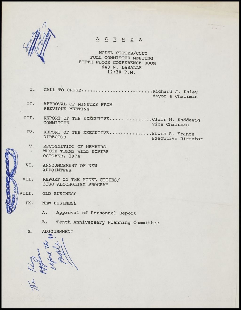 Miniature of Committee Meetings, 1974 (Folder II-1010)
