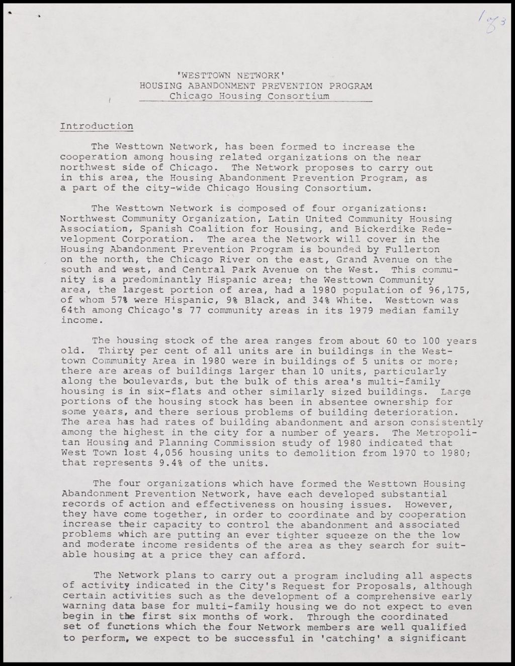 Westtown Network Proposal, 1985 (Folder II-1714)