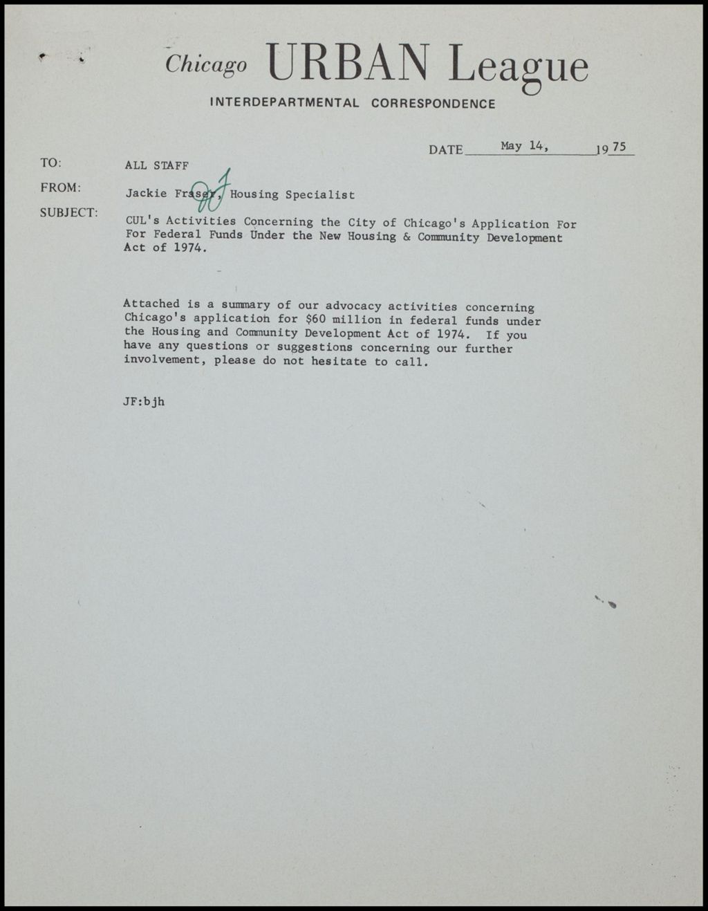 Summary of Activities, 1975 (Folder II-1753)