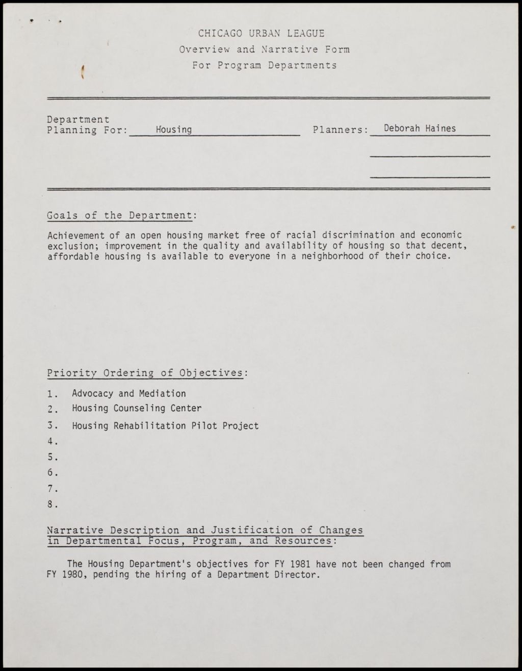 Overview and Narrative Form, 1980 (Folder II-1770)