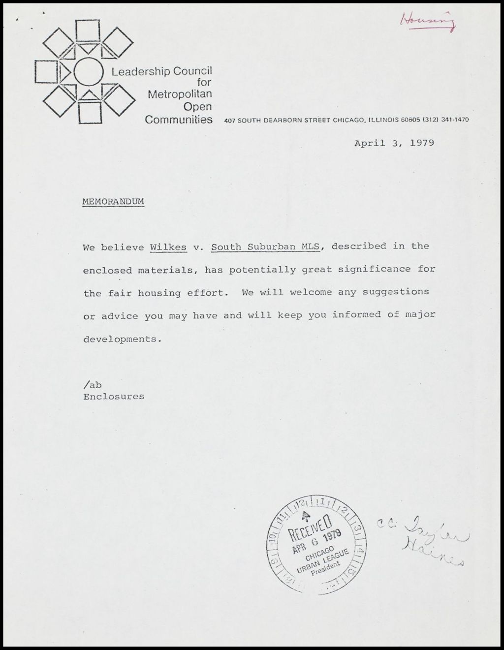 Correspondence and Reports, 1979 (Folder II-1760)