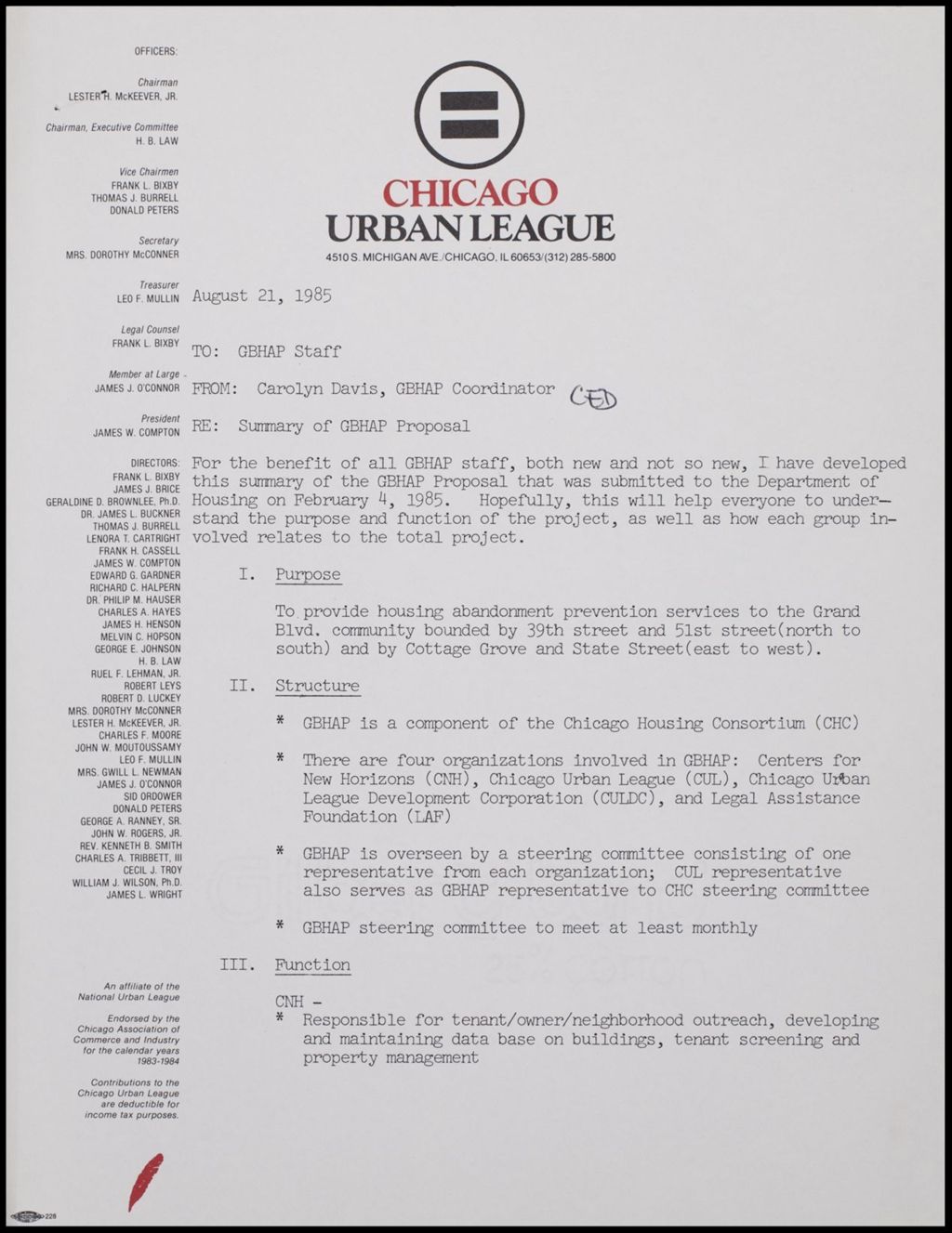 Miniature of Work Program Budget, 1985 (Folder II-1799)