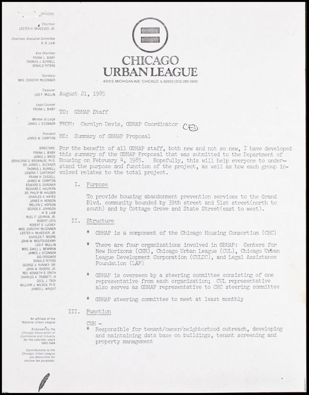 Final Proposal, 1985 (Folder II-1818)