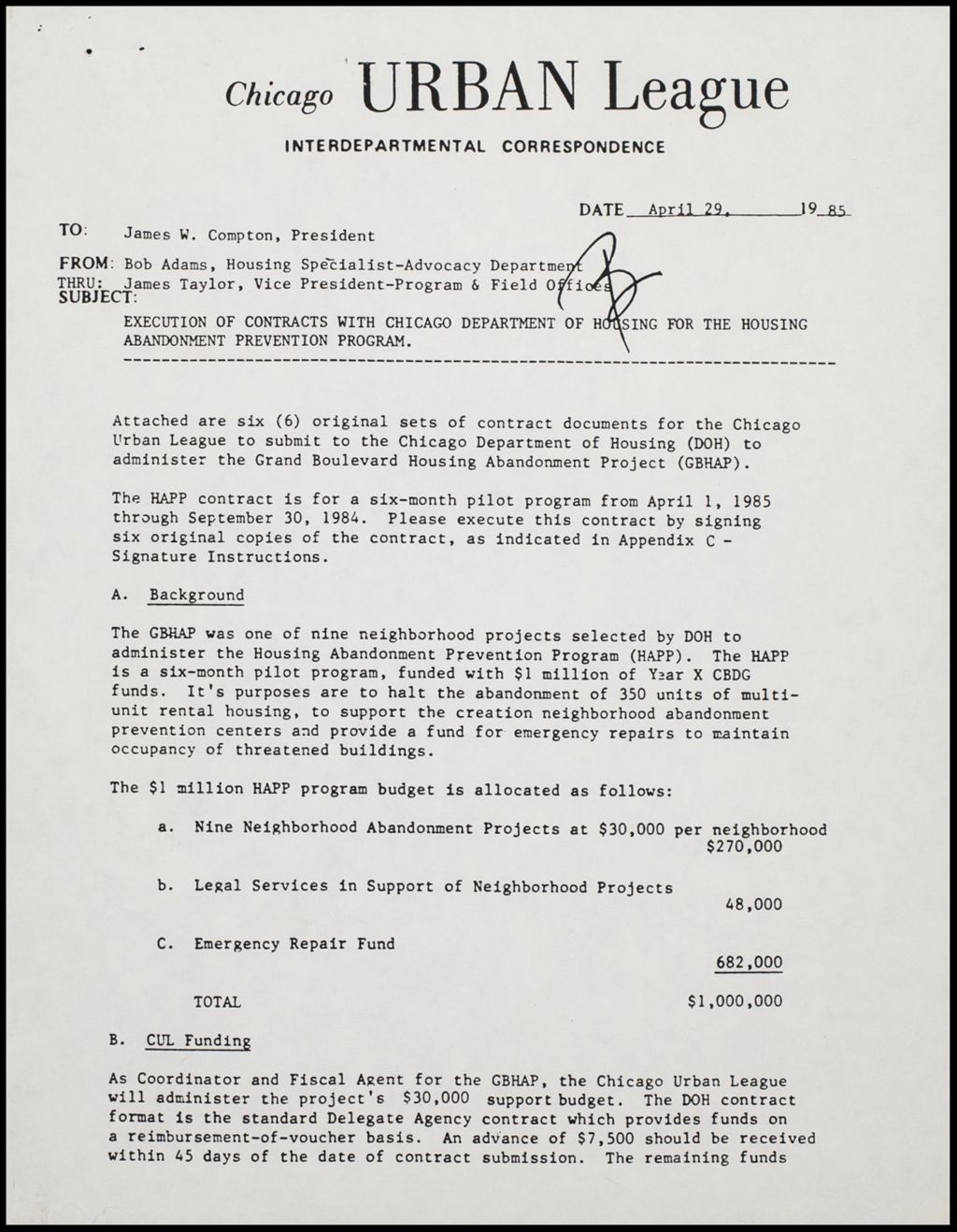 Program Proposal, 1985 (Folder II-1804)