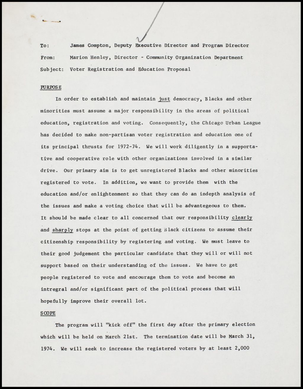 Voter Registration Proposal, 1972 (Folder II-2115)