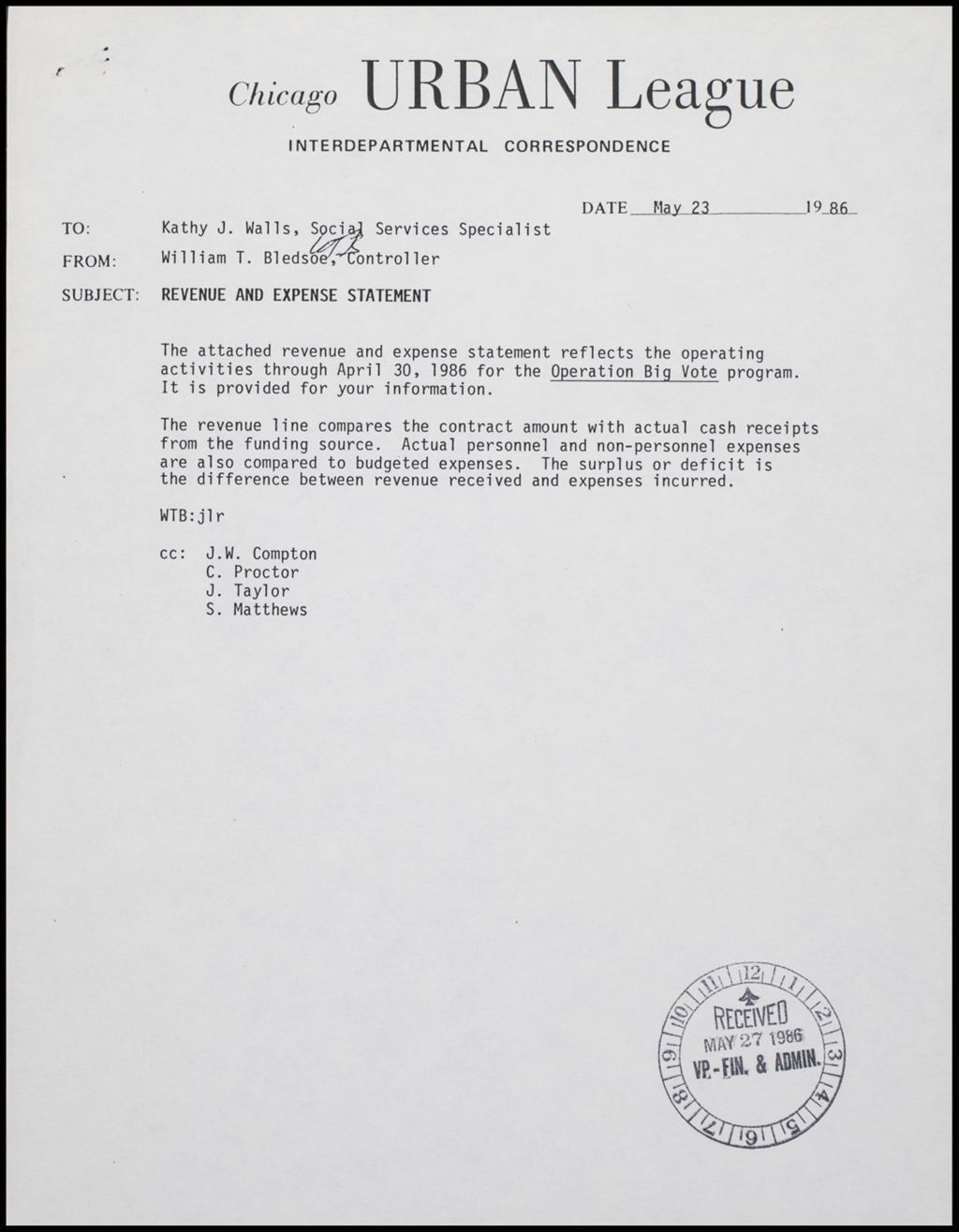 Operation Big Vote, 1986 (Folder II-2149)