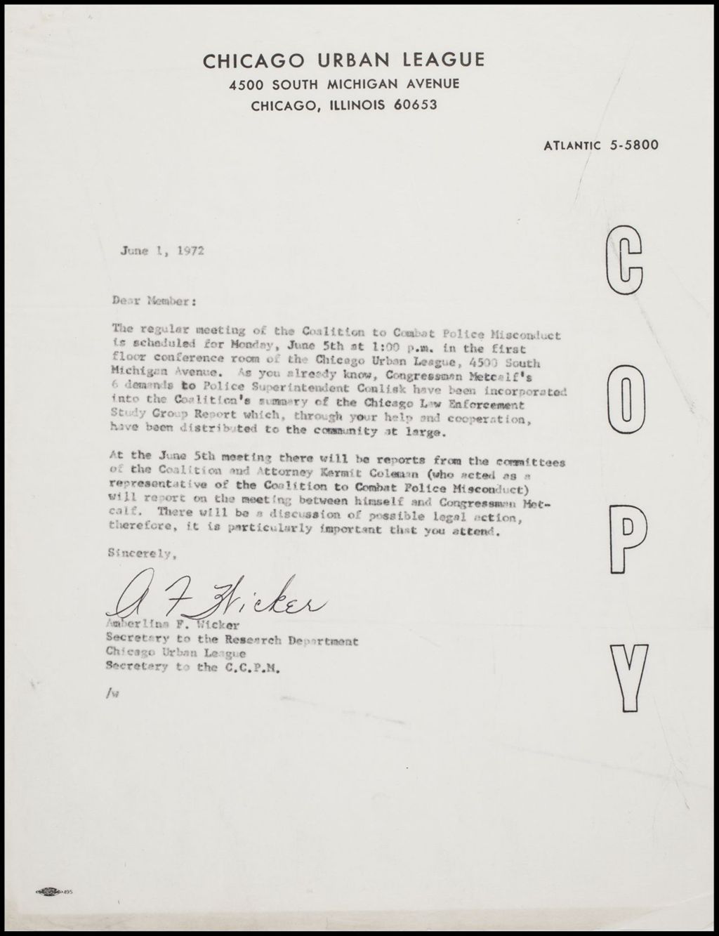 Coalition to Combat Police Misconduct, 1972 (Folder II-2158)