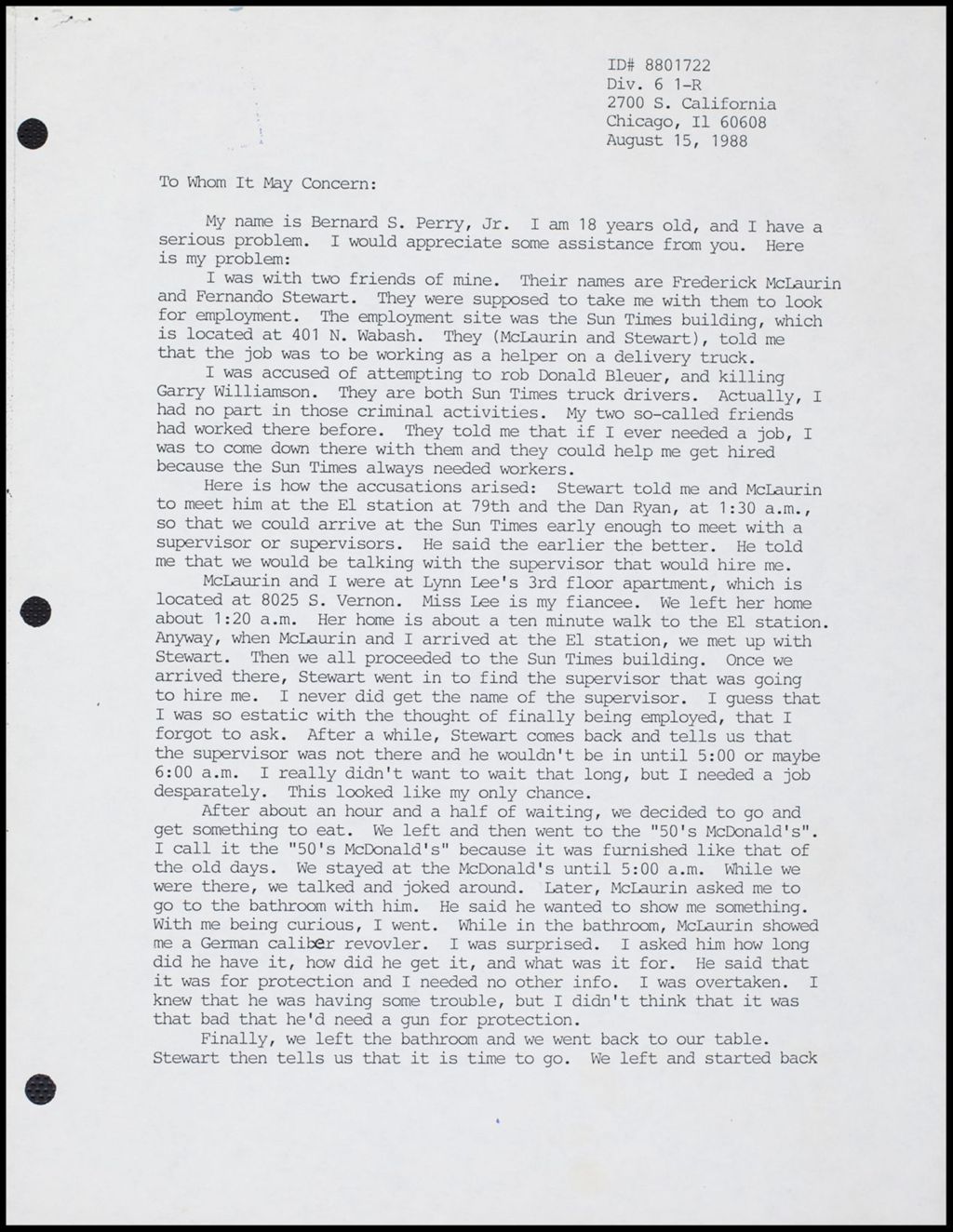 Miniature of Shooting Correspondence, 1988 (Folder II-2169)