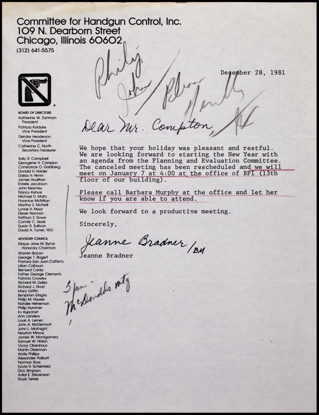 Committee for Handgun Control, 1981 (Folder II-2266)
