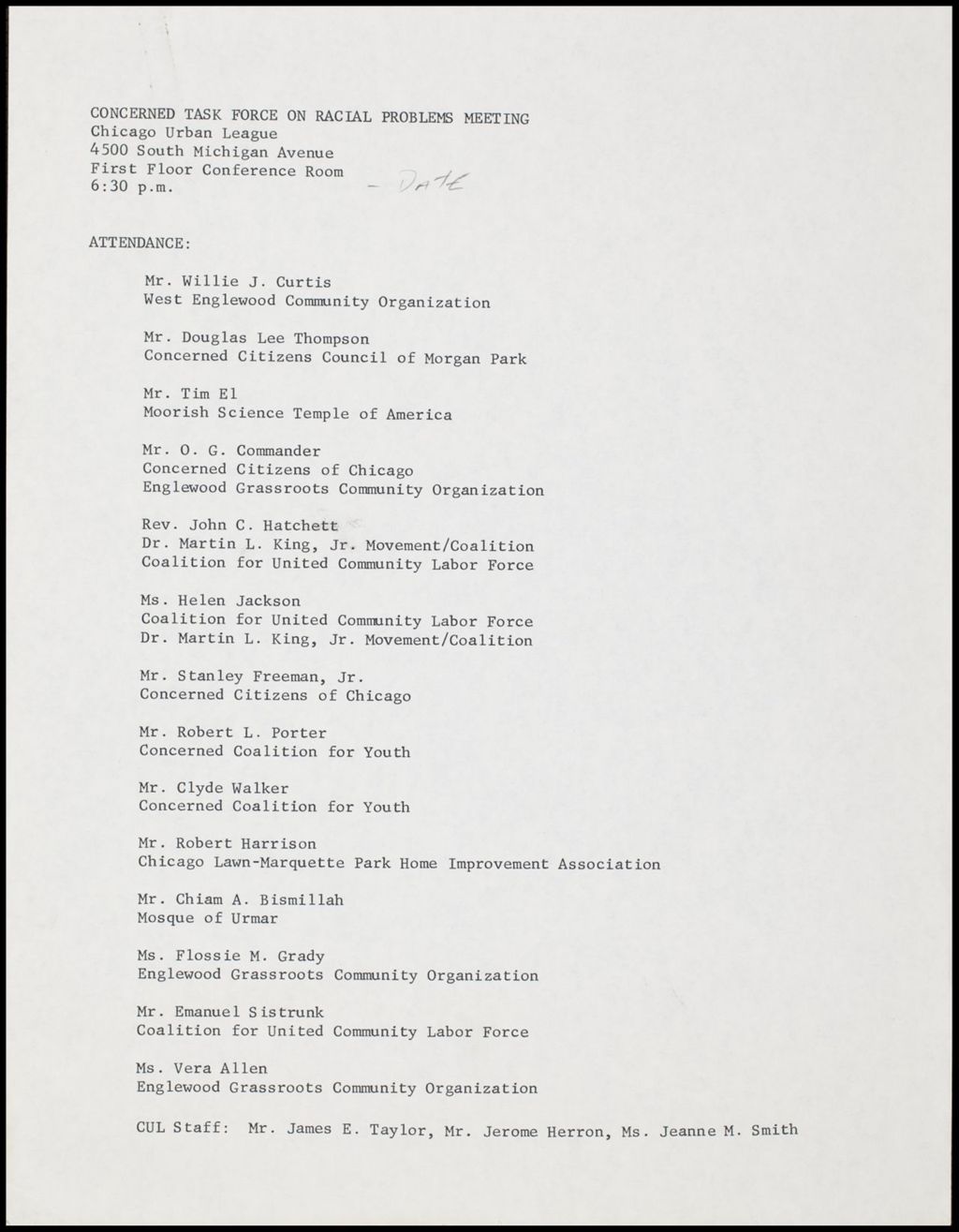 Miniature of Task Force on Racial Problems, 1976 (Folder II-2262)