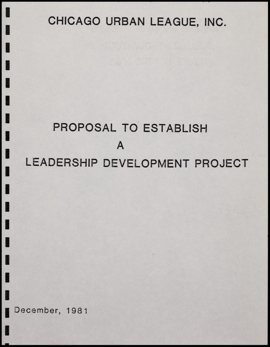 Proposal for Leadership Development, 1981 (Folder II-2225)