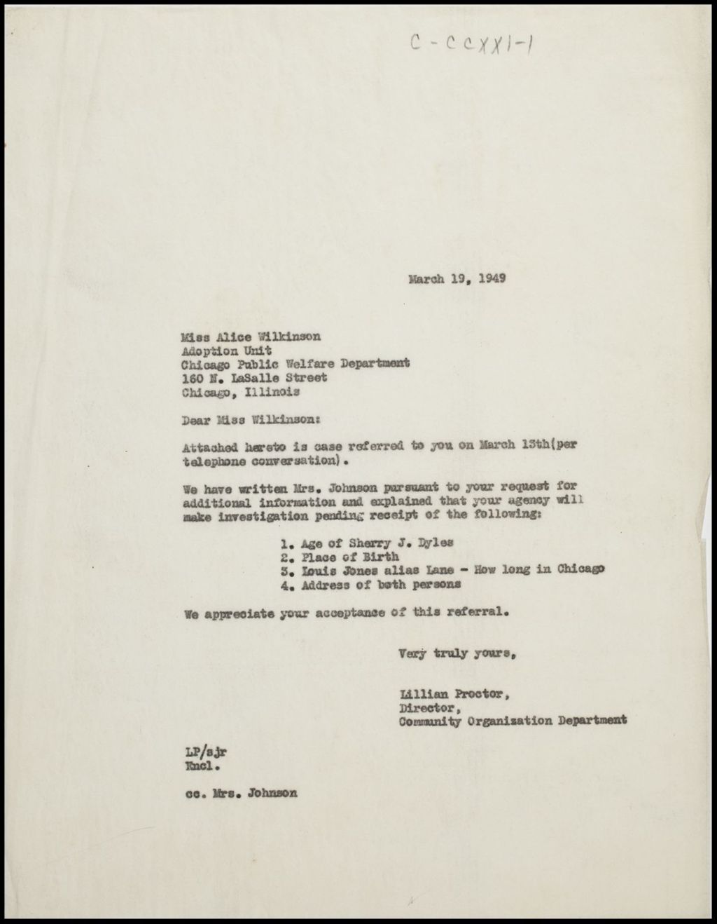 Chicago Department of Welfare, 1949-1958 (Folder II-2290)
