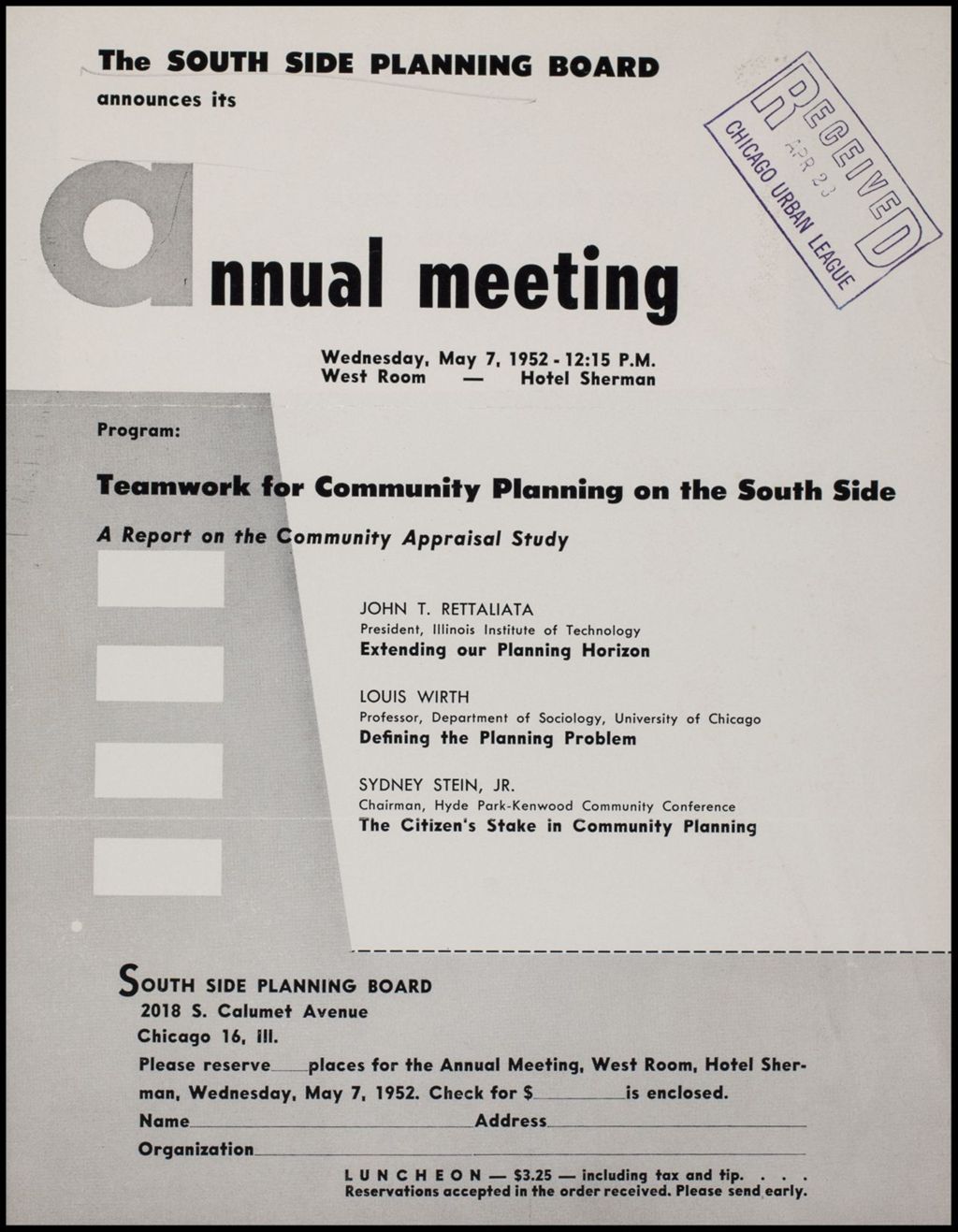 Miniature of Southside Planning Board, 1952 (Folder II-2327)