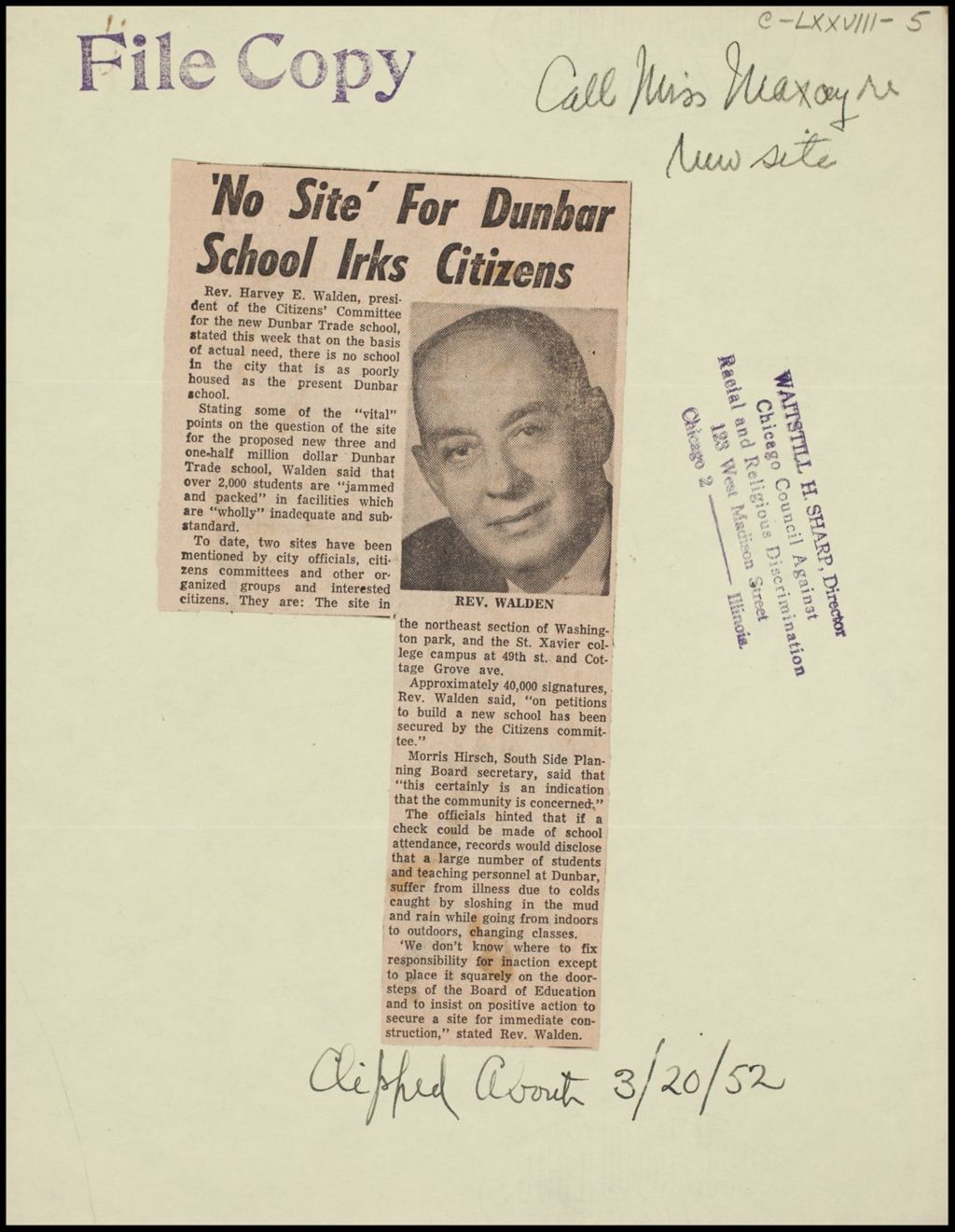 Miniature of Chicago Council Against Racial and Religious Discrimination, 1952-1954 (Folder II-2322)