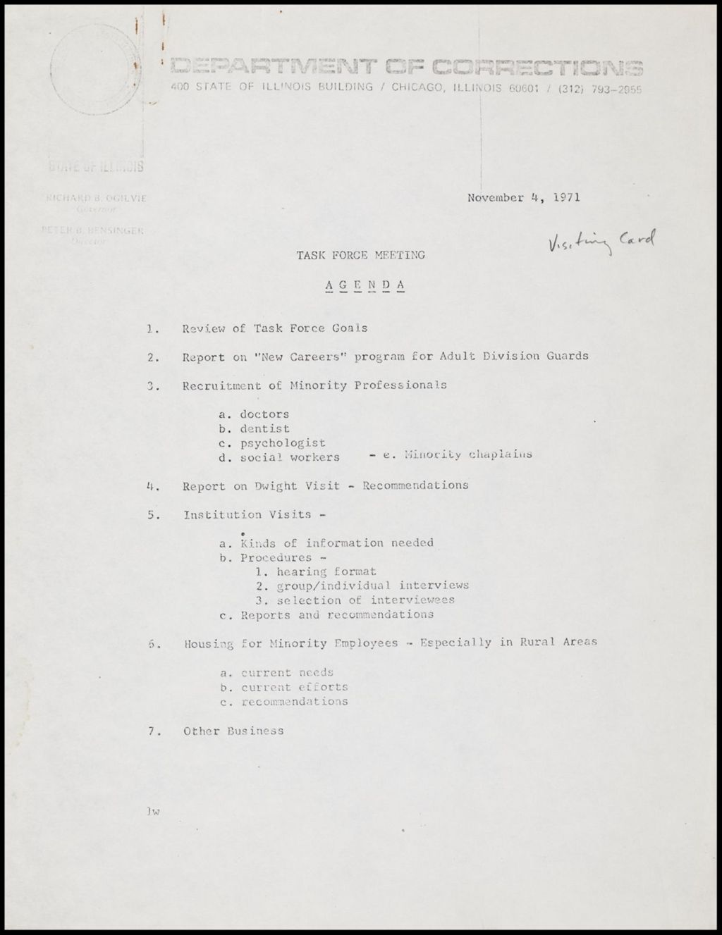 Fort Sheridan Correctional institution Research, 1971 (Folder III-1888)
