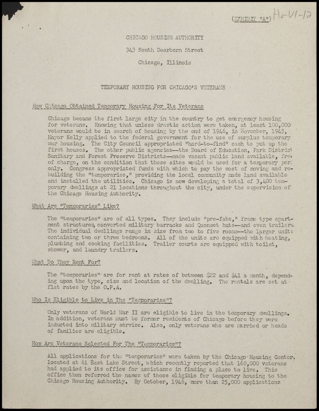 Disturbances at Housing Projects for Negro's, 1947 (Folder III-492)