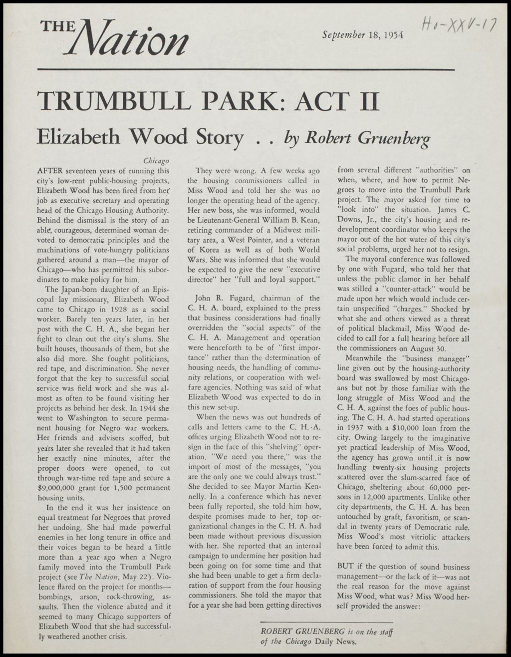 Disturbances at Trumbull Park Housing project, 1953-1954 (Folder III-502)
