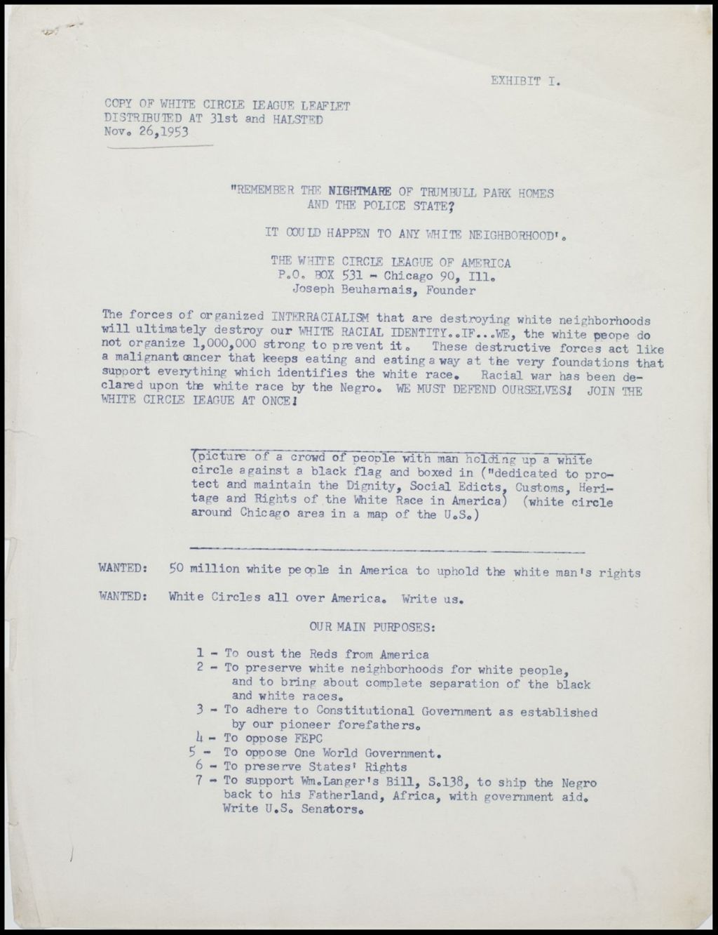 Disturbances at Trumbull Park Housing Project, 1953-1954 (Folder III-500)