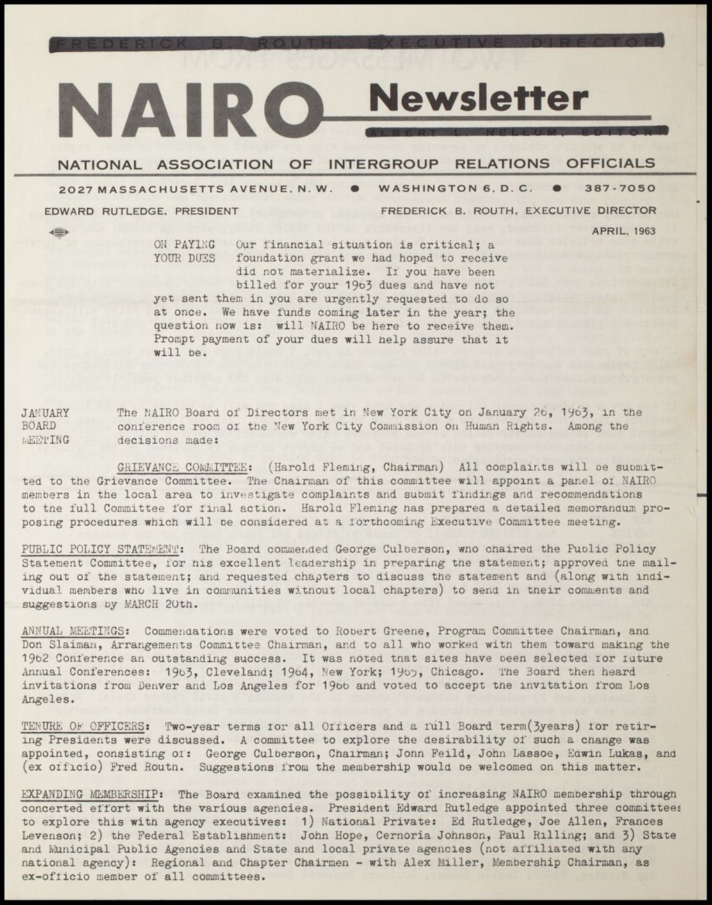 National Association of Inter-group Relations, 1961-1963 (Folder III-1812)
