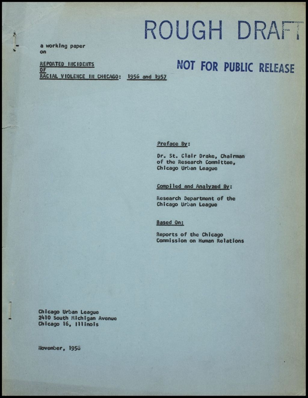 CUL Race Violence, 1958 (Folder III-1810)