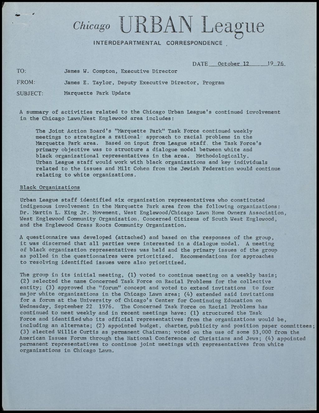 Concerned Task Force on Racial Problem Marquette Park, 1976 (Folder III-1830)