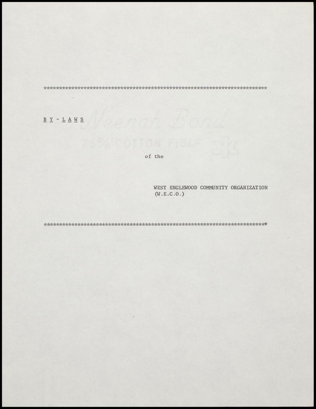 West Englewood Community Organization, 1976 (Folder III-1828)