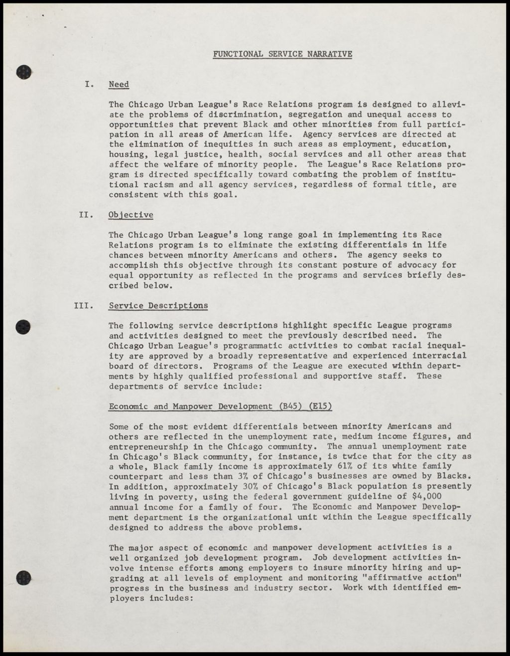 Race Relations Functional Service Narrative, 1971 (Folder III-1822)