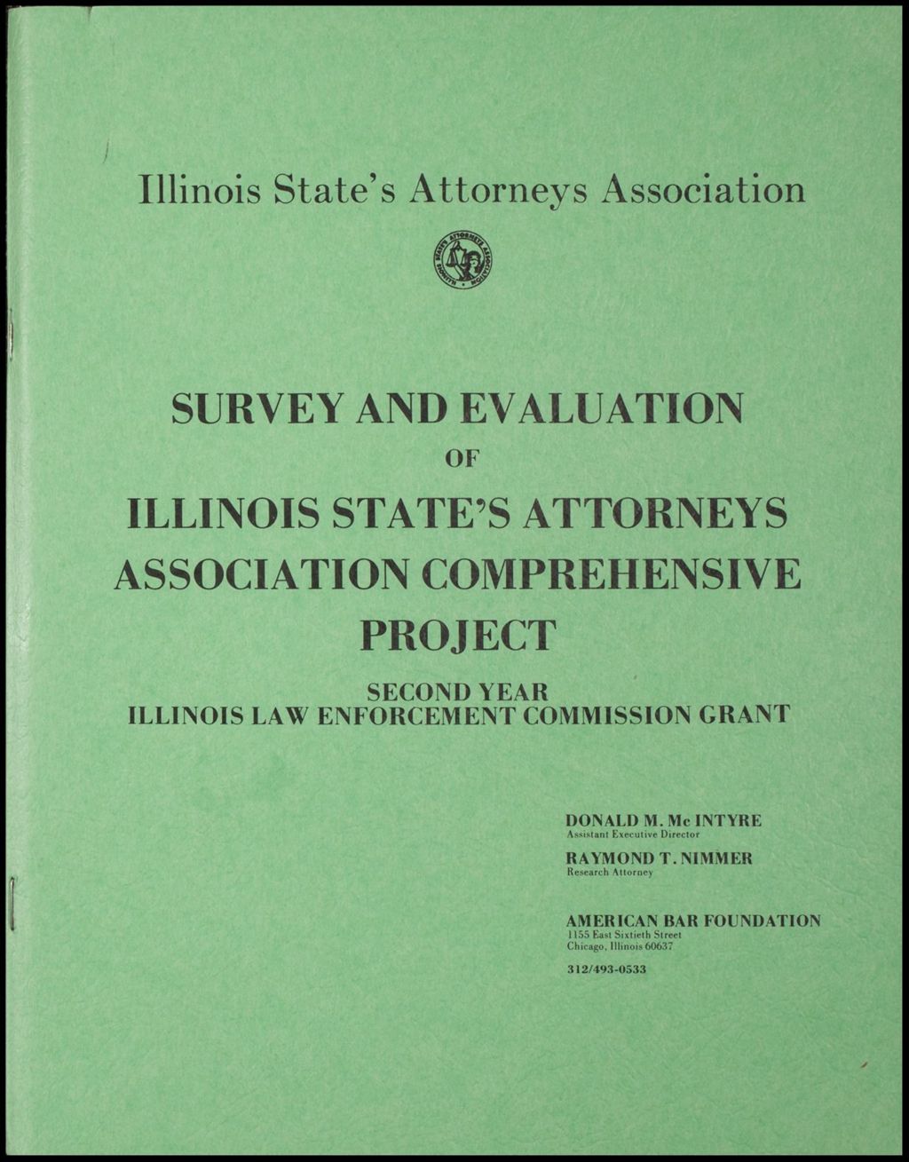 Il States Attorneys Association Survey, 1972 (Folder III-1897)