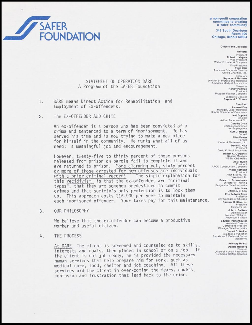 Safer Foundation, 1977-1984 (Folder III-1948)