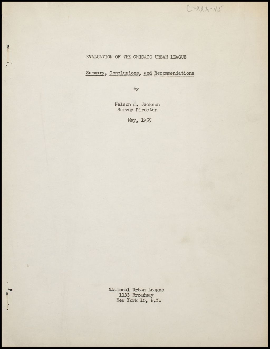 Miniature of Background Study of the Negro Population of Chicago, 1955 (Folder III-2451)