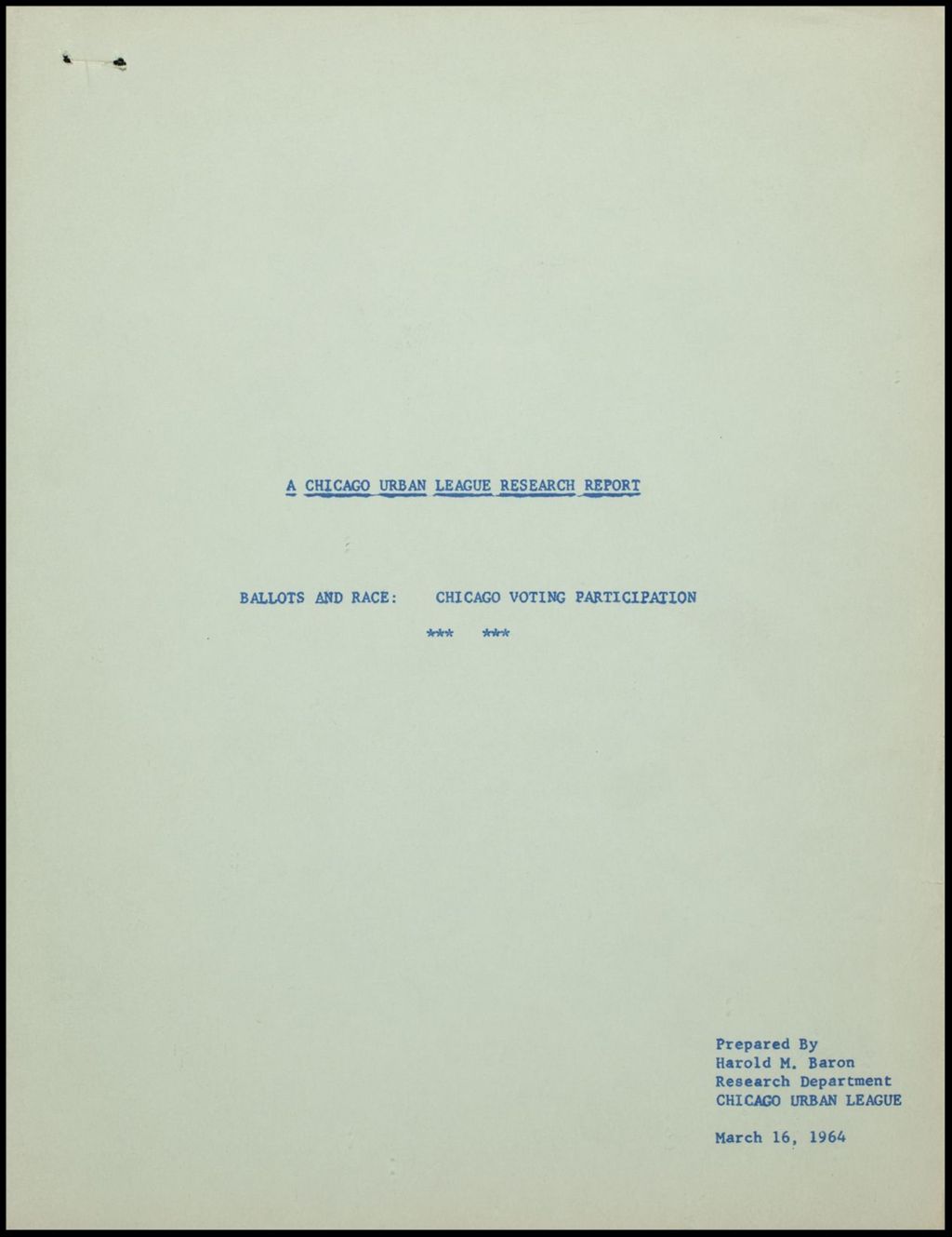 Moynihan Report on the Negro Family, 1965 (Folder III-2473)