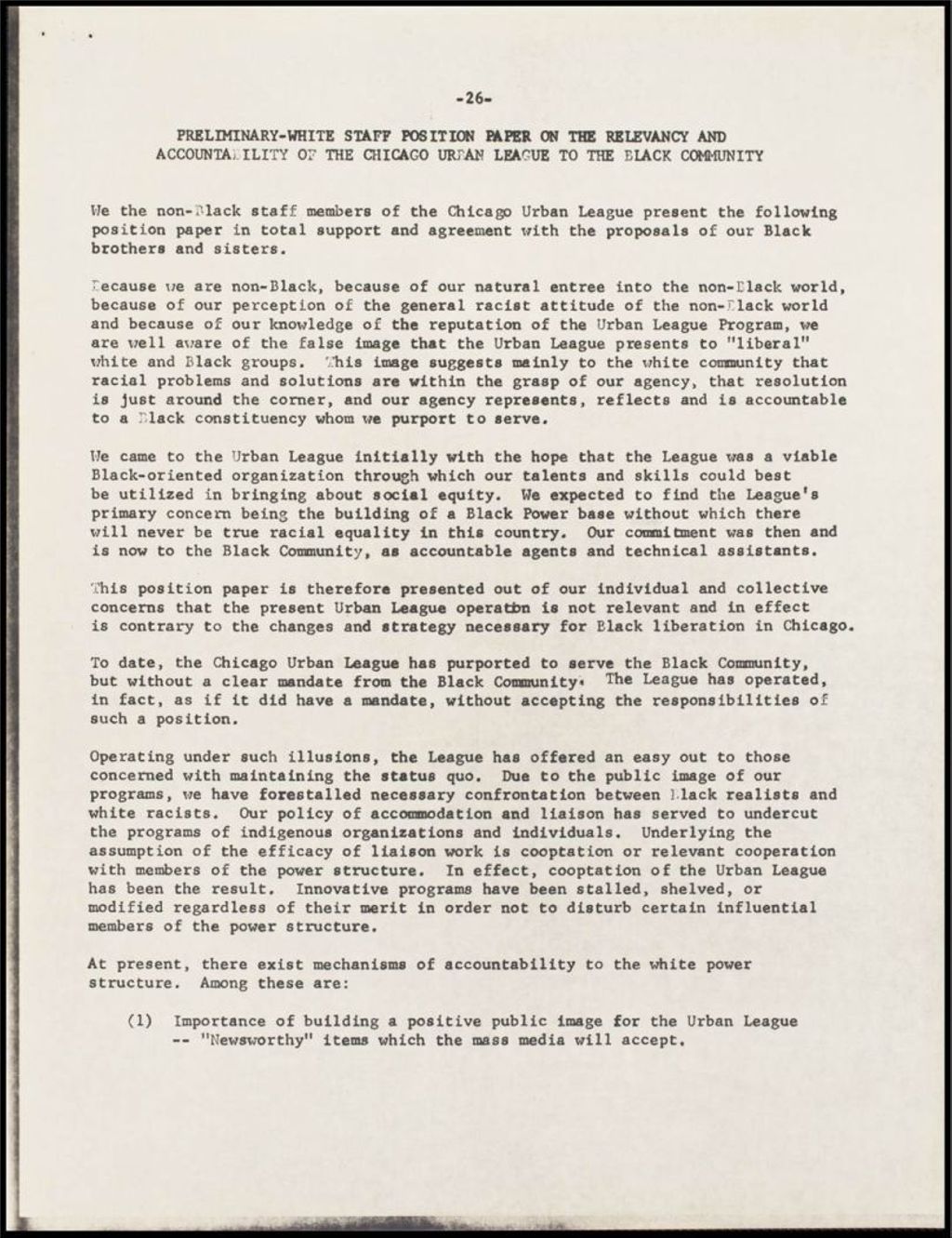 Relevancy and Accountability of the CUL to the Black Community, 1968 (Folder III-2483)