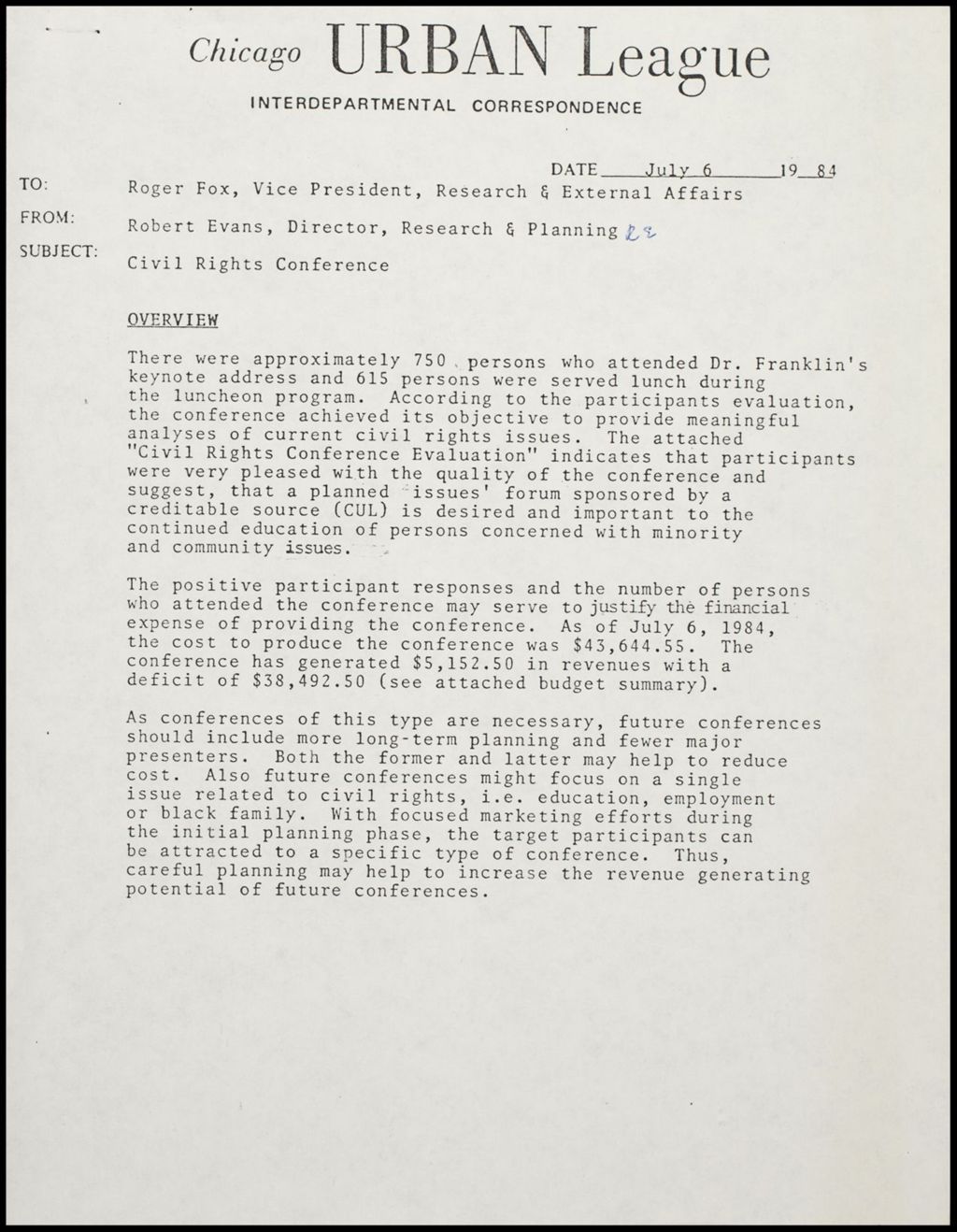 Miniature of Civil Rights Material, 1984 (Folder III-2952)