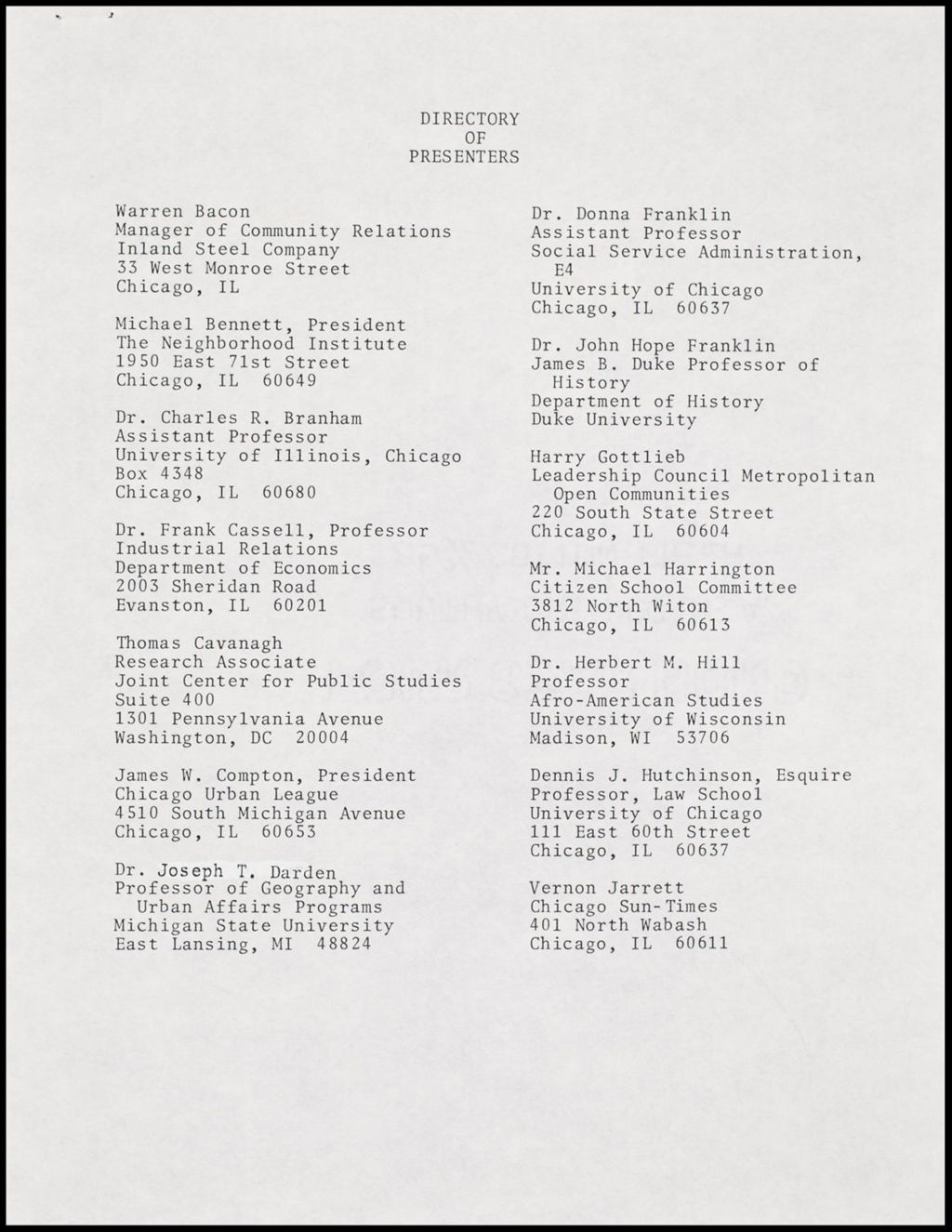 Miniature of Civil Rights Materials, 1984 (Folder III-2951)
