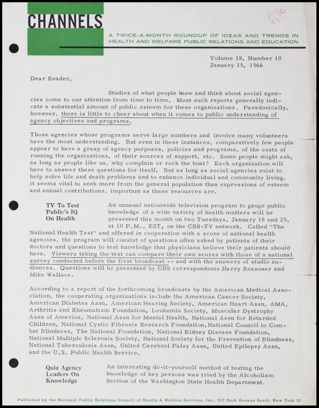 Miniature of Channels Newsletters, 1966, 1968, 1972 (Folder IV-763)