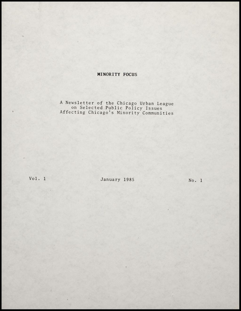 Minority Focus, 1985 (Folder IV-742)