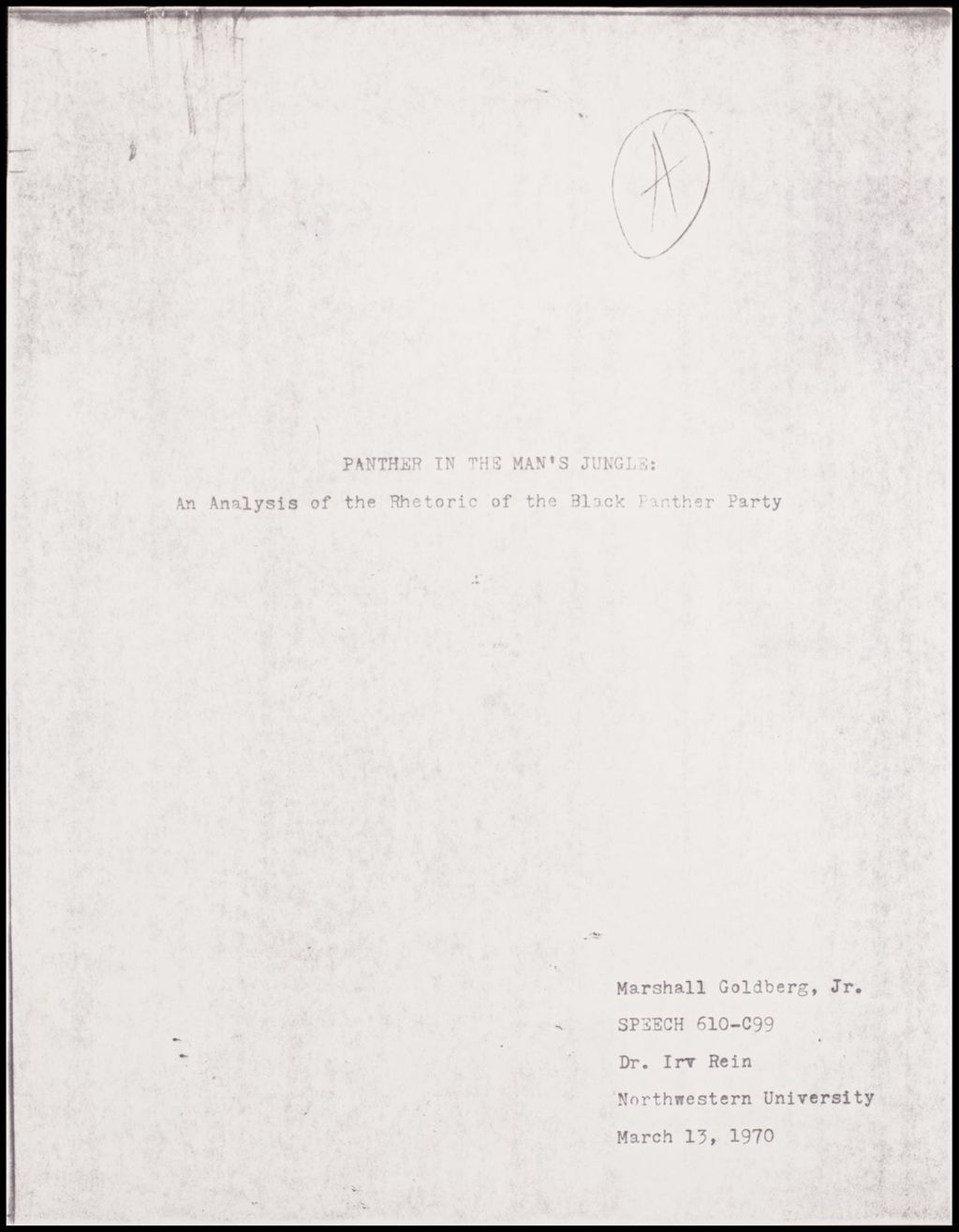 Black Panthers Case, 1970 (Folder IV-1061)