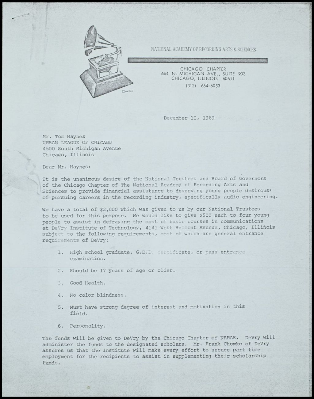 Scholarship, 1969 (Folder IV-1095)